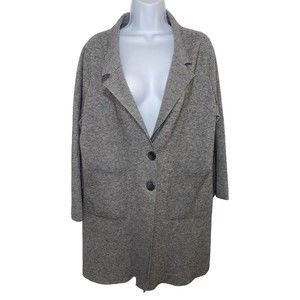 Zara Gray Knit Long Cardigan Sweater Coat Pockets Quiet Luxury Women Medium